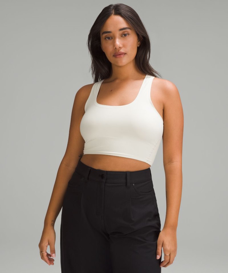 Lululemon Wundermost Ultra-Soft Nulu Scoop-Neck Cropped Tank Bone Online Outlet Sale