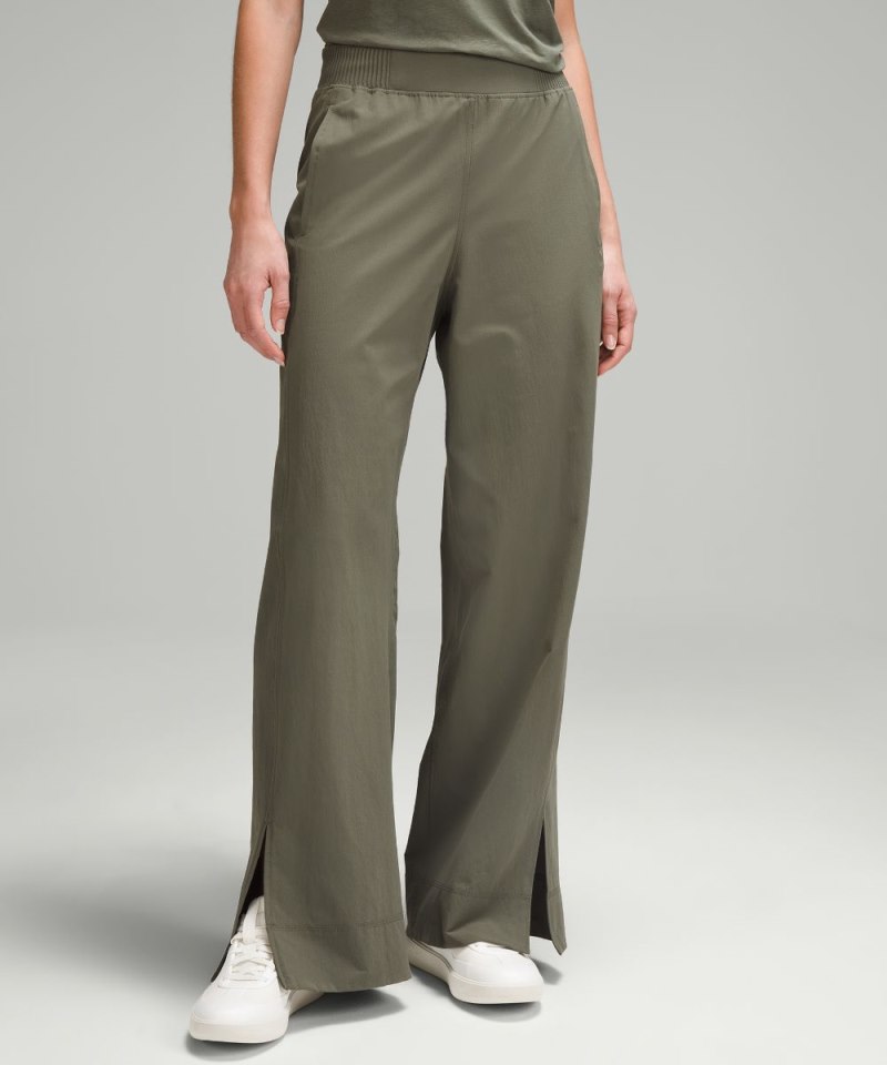 Lululemon Stretch Woven Wide-Leg High-Rise Pant Army Green Online Outlet Sale