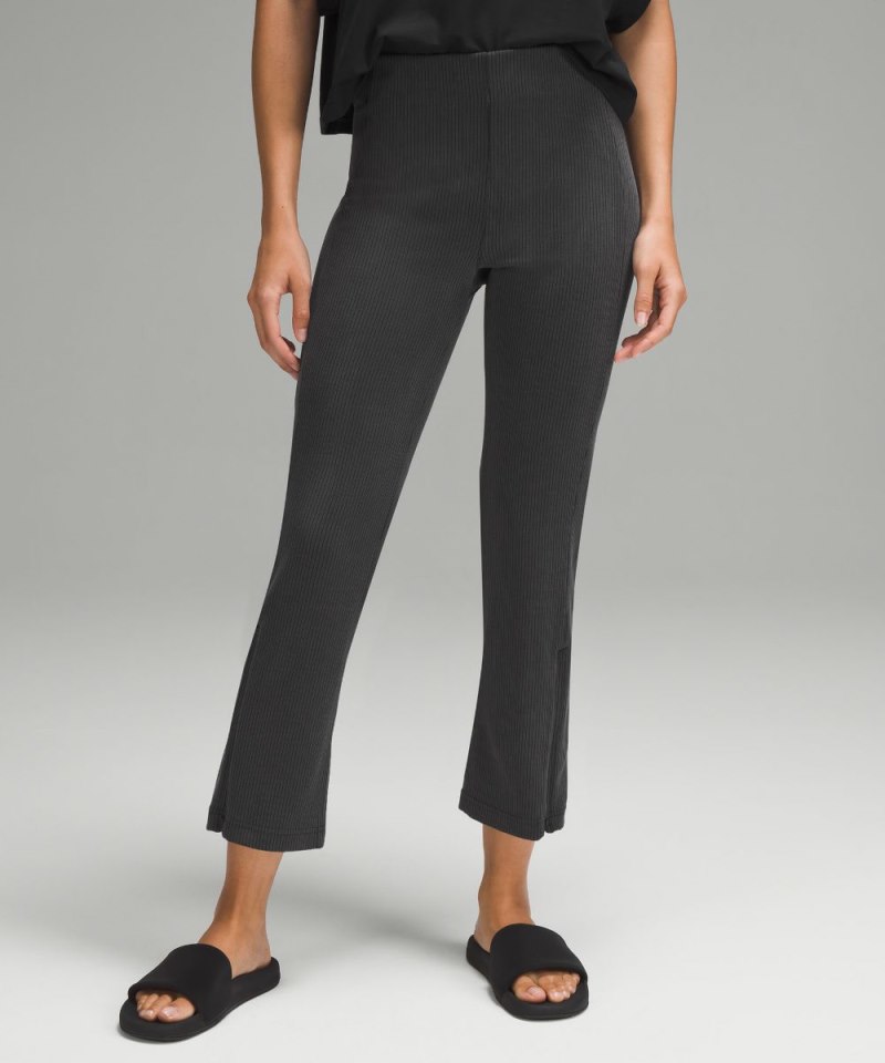 Lululemon Ribbed Softstreme Zip-Leg High-Rise Cropped Pant 25" Black Online Outlet Sale