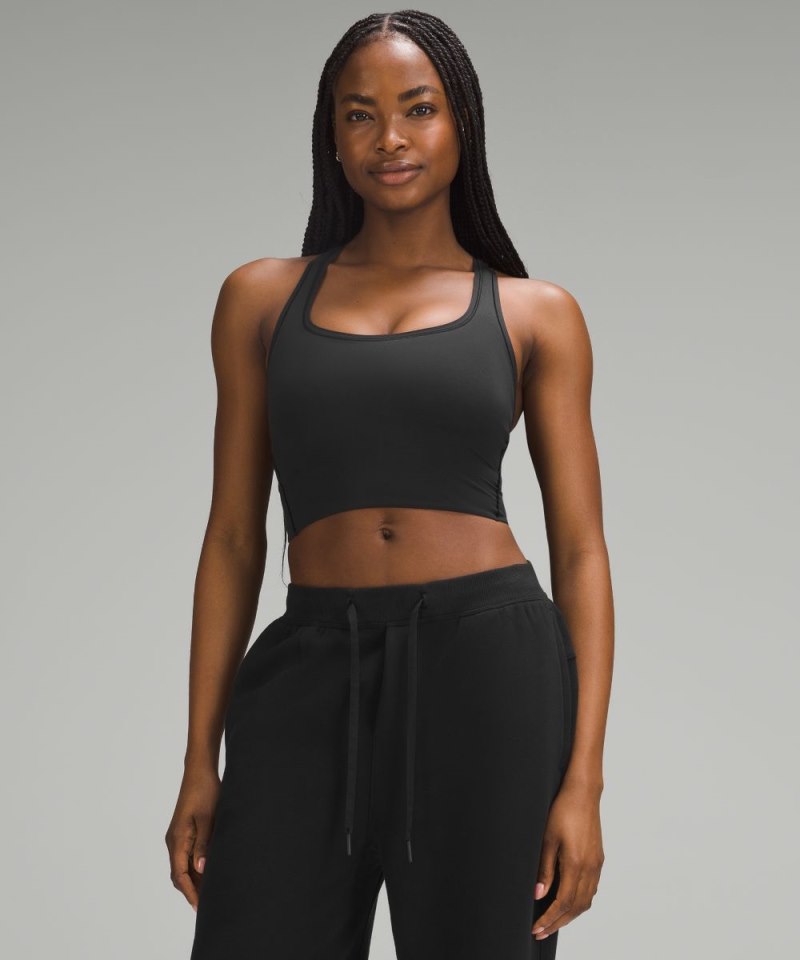 Lululemon Wundermost Ultra-Soft Nulu Scoop-Neck Cropped Tank Black Online Outlet Sale