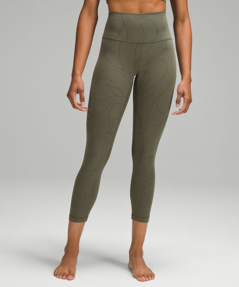 Lululemon lululemon Align™ High-Rise Crop 23" Scripted Yogo Army Green / Dark Olive Online Outlet Sale