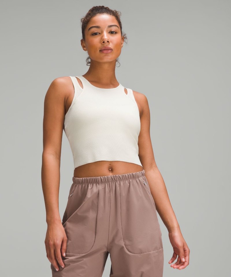 Lululemon Cut-Out Knit Tank Top Bone / Bone Online Outlet Sale