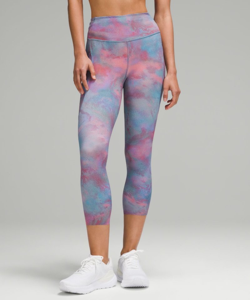 Lululemon Fast and Free High-Rise Crop 23" Pockets *Updated Hazy Afterglow Multi Online Outlet Sale