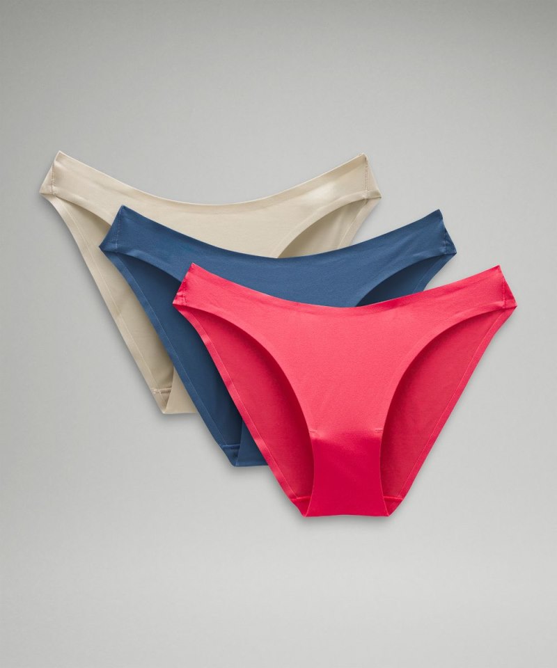 Lululemon Wundermost Ultra-Soft Nulu Mid-Rise Bikini Underwear *3 Pack Mojave Tan / Oasis Blue / Glaze Pink Online Outlet Sale