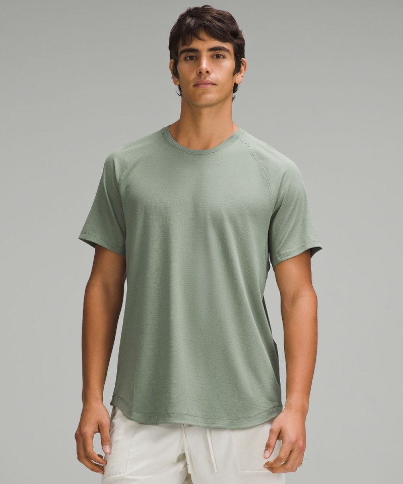 Lululemon License to Train Short-Sleeve Shirt Grey Eucalyptus Online Outlet Sale
