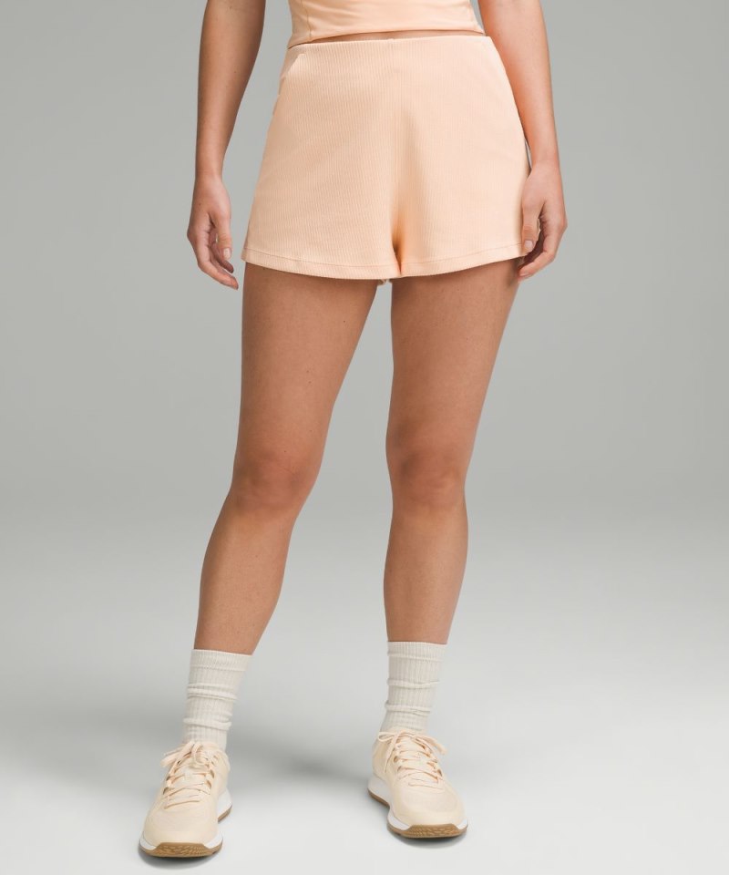 Lululemon Ribbed Softstreme High-Rise Short 2" Peach Bellini Online Outlet Sale