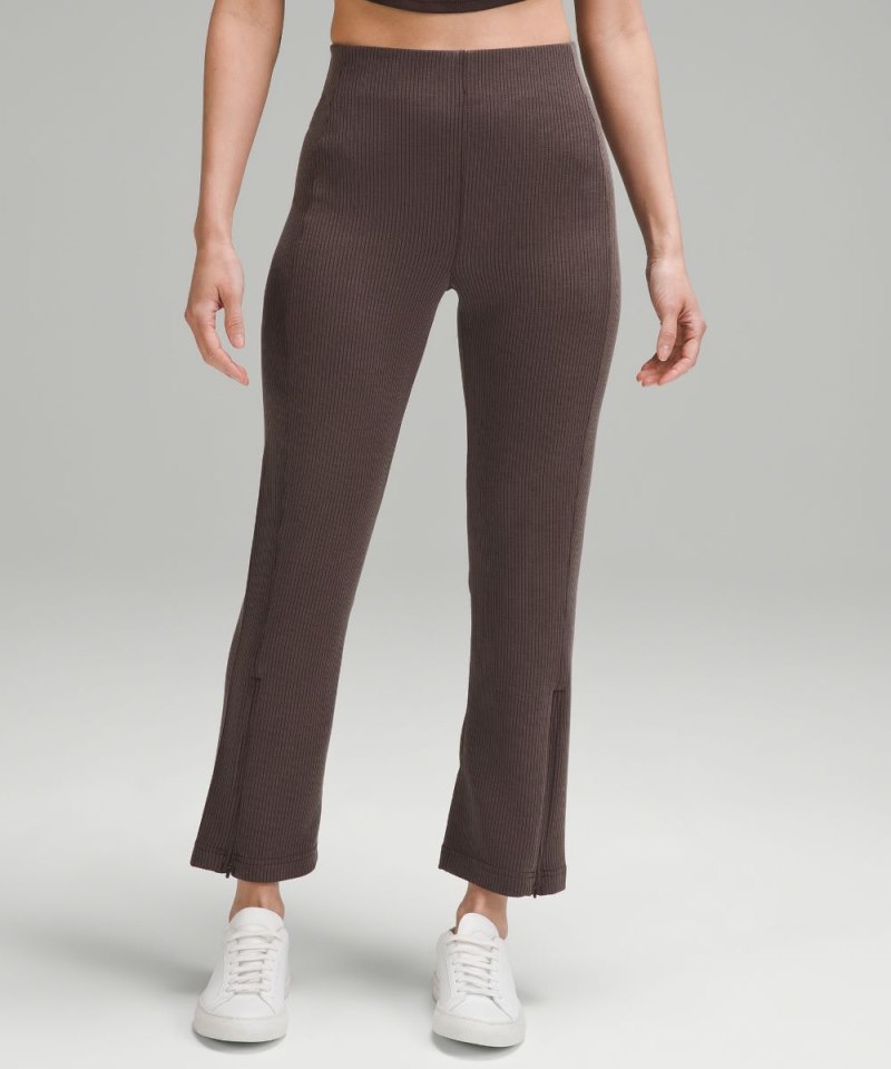 Lululemon Ribbed Softstreme Zip-Leg High-Rise Cropped Pant 25" Espresso (not available) Online Outlet Sale