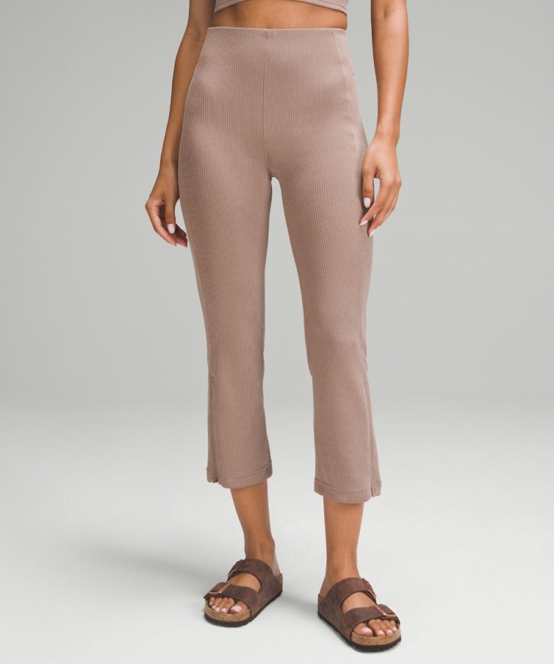 Lululemon Ribbed Softstreme Zip-Leg High-Rise Cropped Pant 25" Taupetastic Online Outlet Sale