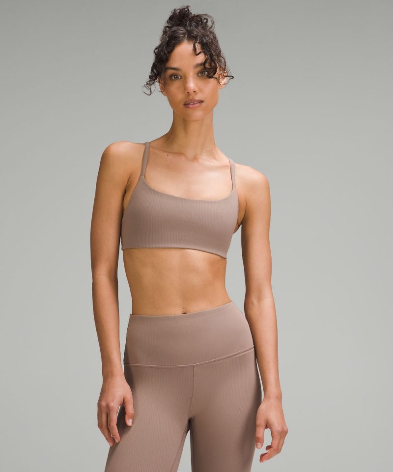 Lululemon Wunder Train Strappy Racer Bra Ribbed *Light Support, A / B Cup Taupetastic Online Outlet Sale