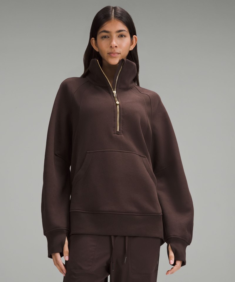 Lululemon Scuba Oversized Funnel-Neck Half Zip *Long Espresso / Gold Online Outlet Sale