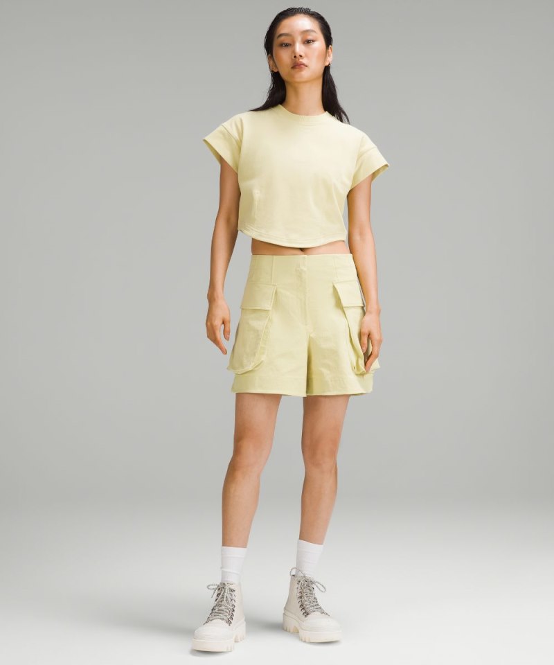 Lululemon Relaxed-Fit Super-High-Rise Cargo Short 4" Finch Yellow Online Outlet Sale