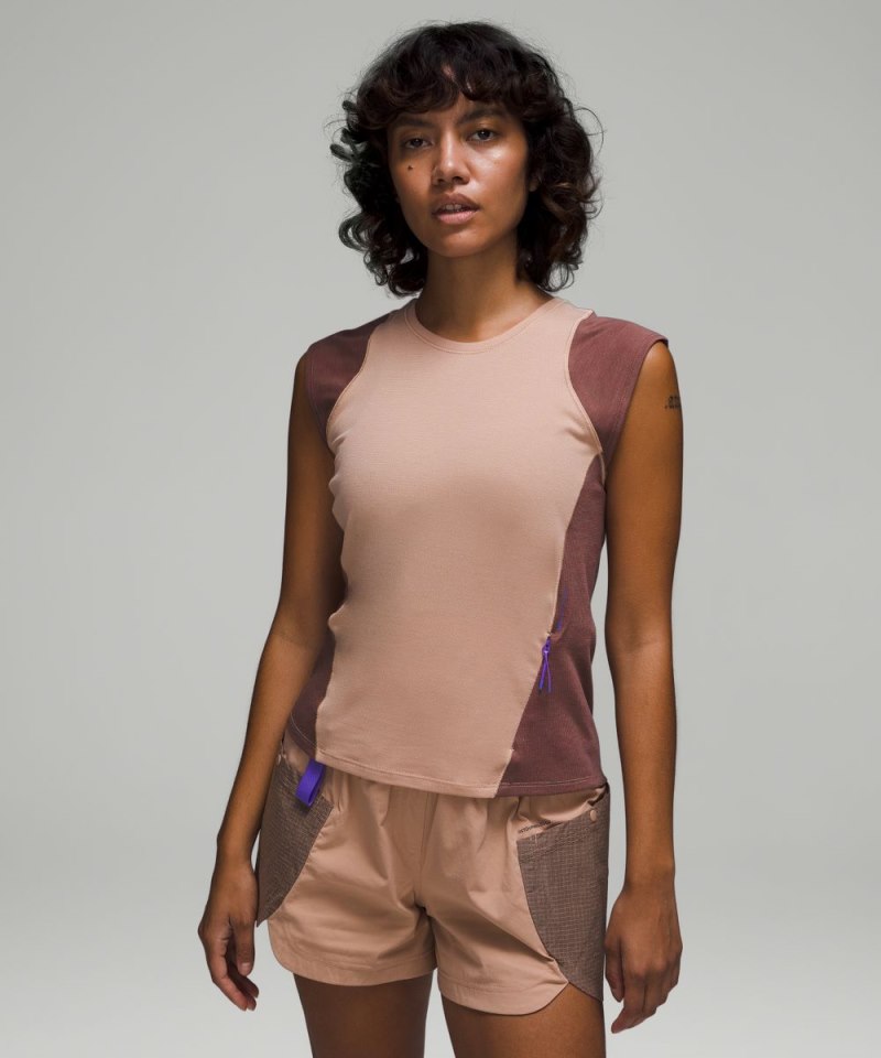 Lululemon Cap Sleeve Hiking Tank Top Pink Clay / Dark Oxide Online Outlet Sale