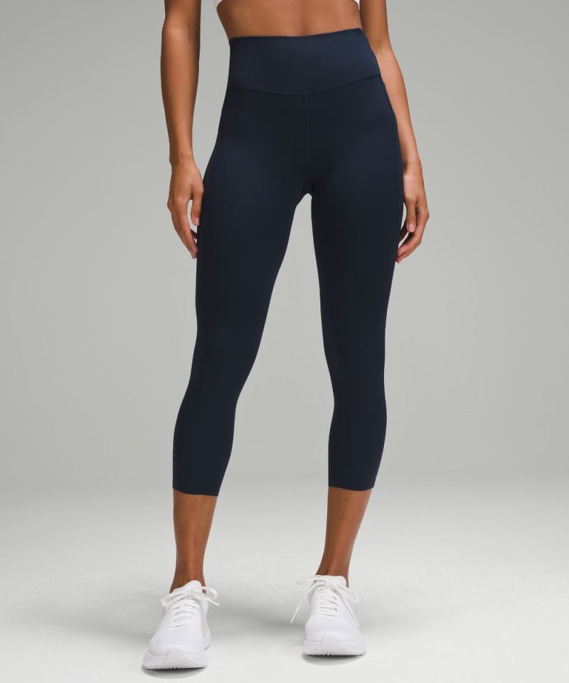 Lululemon Fast and Free High-Rise Crop 23" Pockets *Updated True Navy Online Outlet Sale
