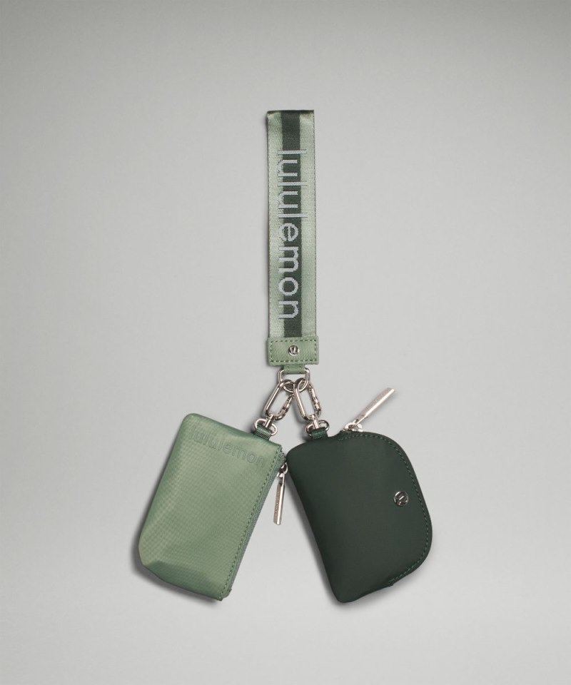 Lululemon Dual Pouch Wristlet *Wordmark Legacy Green / Grey Eucalyptus Online Outlet Sale
