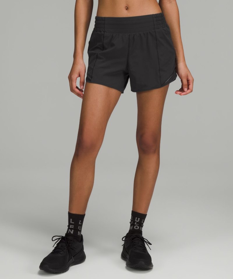 Lululemon Hotty Hot High-Rise Lined Short 4" Black Online Outlet Sale