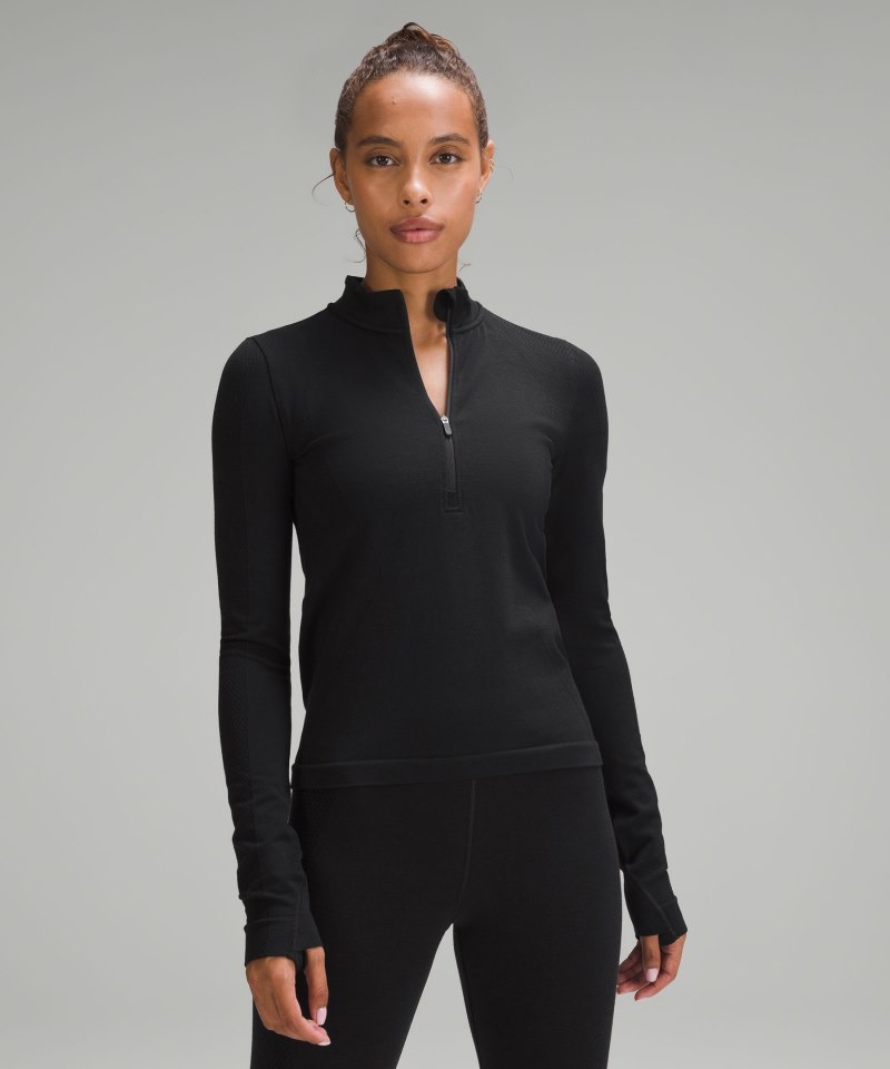 Lululemon Merino Wool-Blend Base Layer Half Zip Black Online Outlet Sale