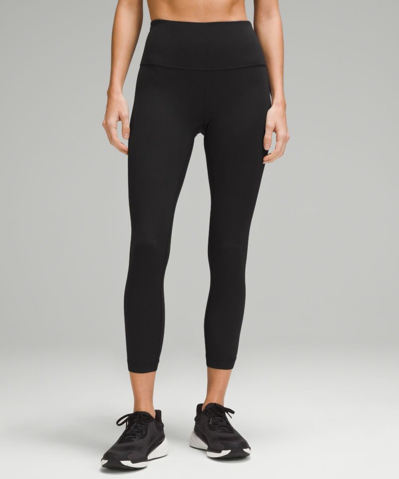 Lululemon Wunder Train High-Rise Ribbed Crop 23" Black Online Outlet Sale