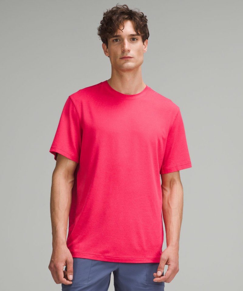 Lululemon License to Train Relaxed Short-Sleeve Shirt Cherry Mist Online Outlet Sale