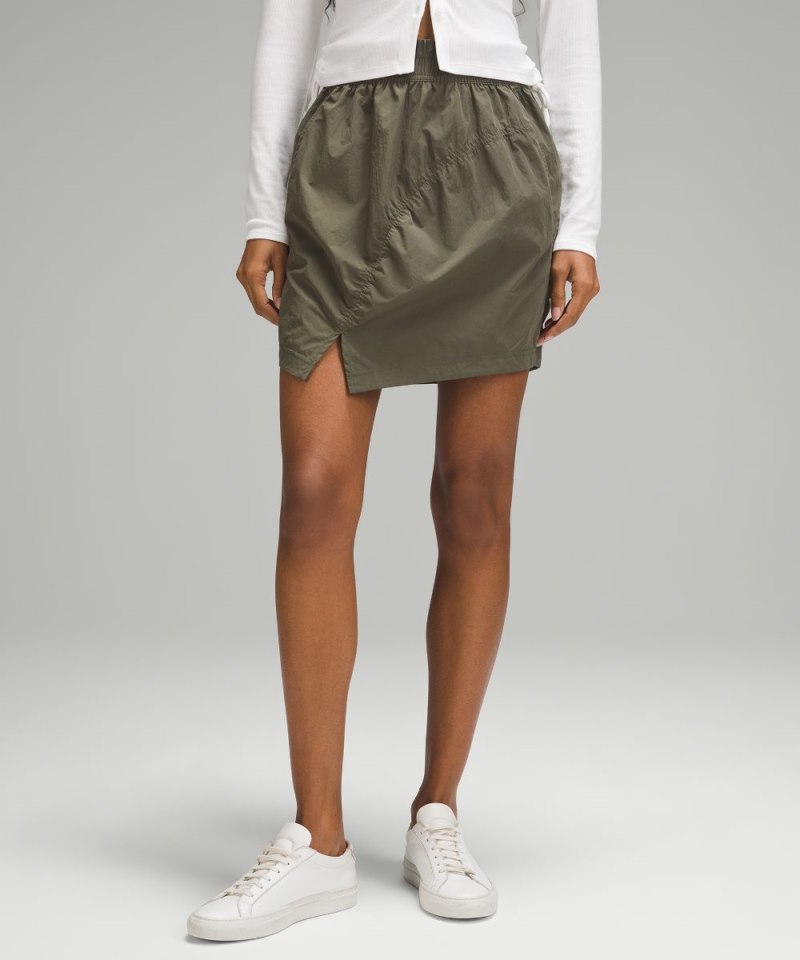 Lululemon High-Rise Ruched Mini Skirt Army Green Online Outlet Sale
