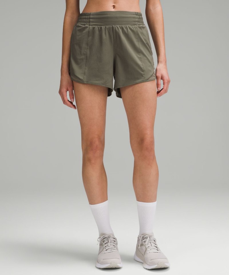 Lululemon Hotty Hot High-Rise Lined Short 4" Army Green Online Outlet Sale