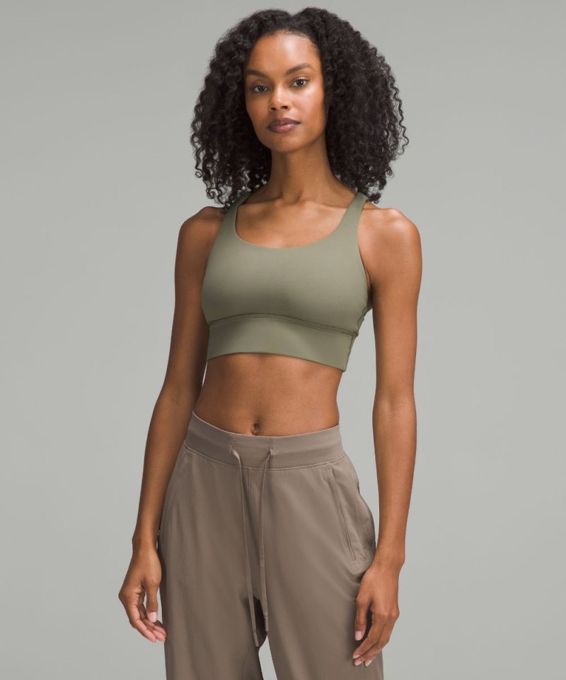 Lululemon lululemon Energy Longline Bra *Medium Support, B–D Cups Army Green Online Outlet Sale