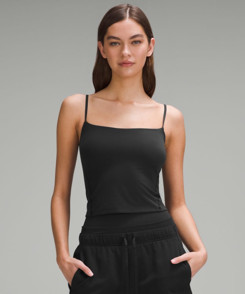 Lululemon Wundermost Ultra-Soft Nulu Spaghetti-Strap Cami Tank Top Black Online Outlet Sale