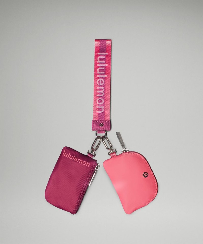Lululemon Dual Pouch Wristlet *Wordmark Washed Mauve / Sakura Pink / White Online Outlet Sale