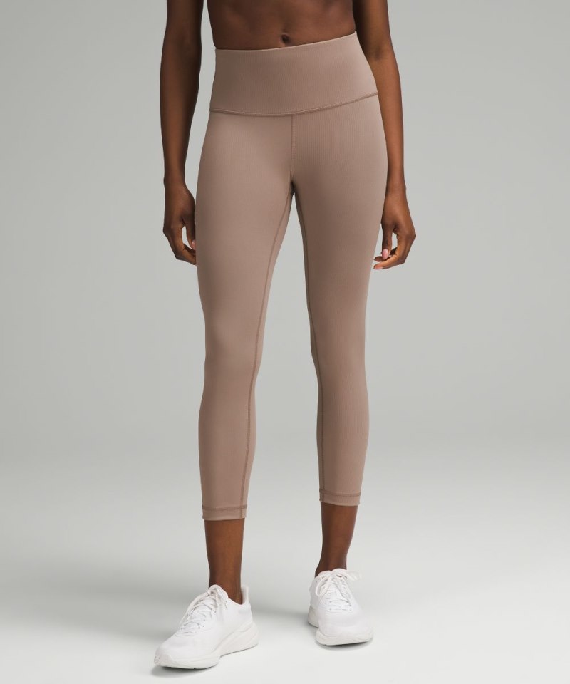 Lululemon Wunder Train High-Rise Ribbed Crop 23" Taupetastic Online Outlet Sale