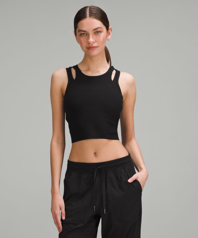 Lululemon Cut-Out Knit Tank Top Black / Black (not available) Online Outlet Sale