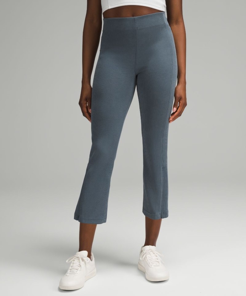 Lululemon Ribbed Softstreme Zip-Leg High-Rise Cropped Pant 25" Iron Blue Online Outlet Sale