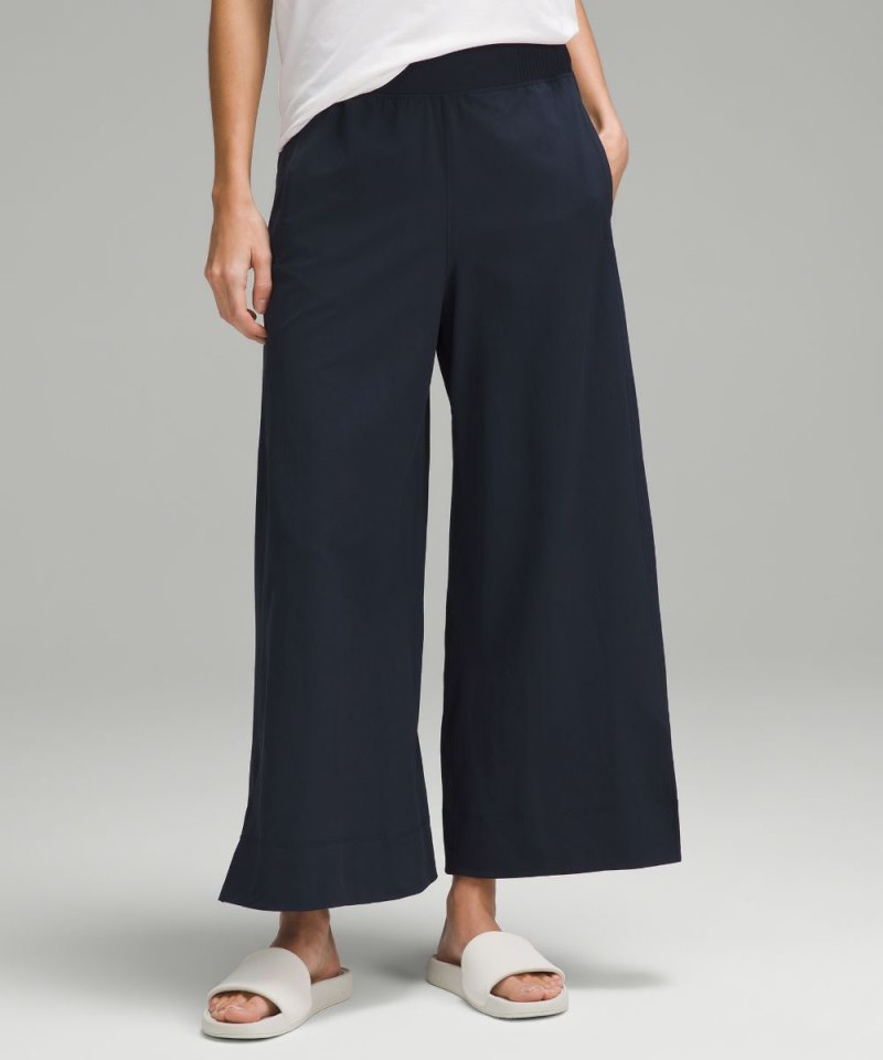 Lululemon Stretch Woven High-Rise Wide-Leg Cropped Pant True Navy Online Outlet Sale