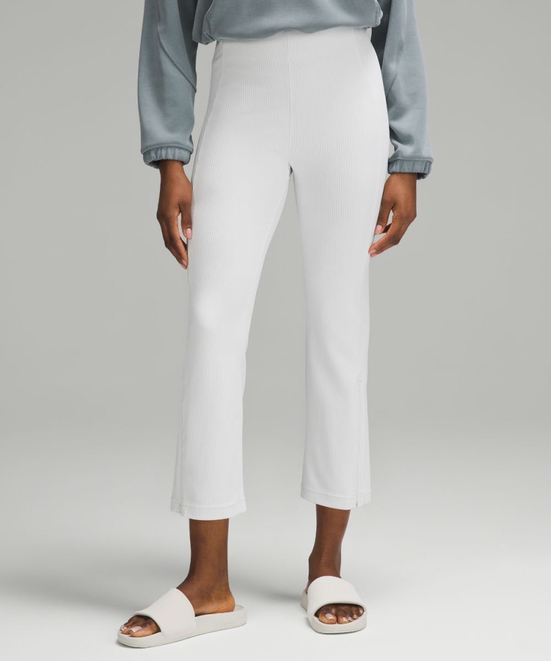 Lululemon Ribbed Softstreme Zip-Leg High-Rise Cropped Pant 25" Light Vapor Online Outlet Sale