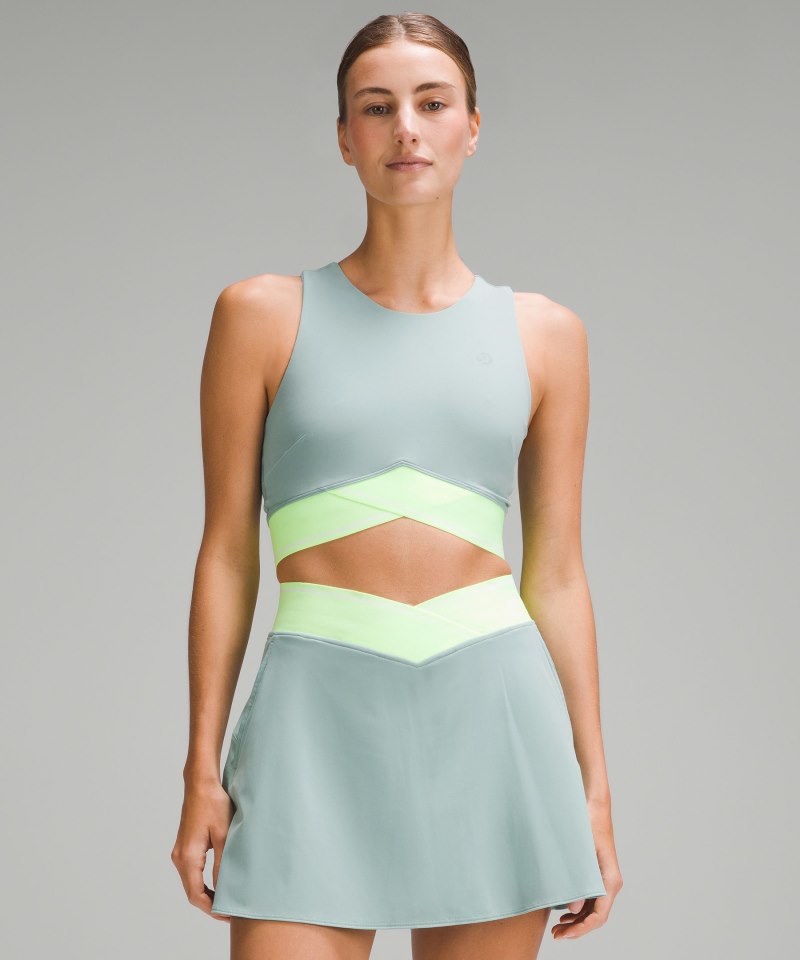 Lululemon V-Waist Cropped Tennis Tank Top Rip Tide / Faded Zap / White Online Outlet Sale