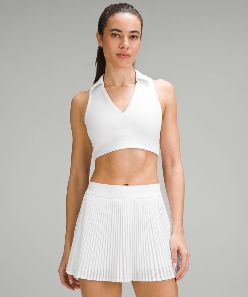 Lululemon Collared Tennis Longline Bra *Medium Support, B / C Cup White Online Outlet Sale