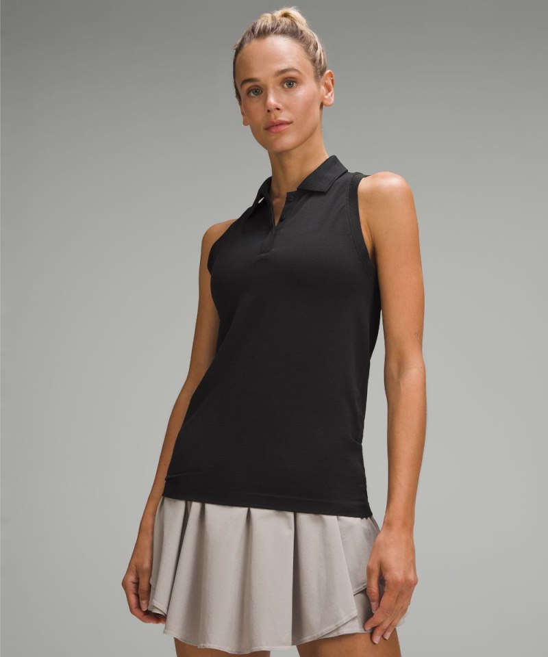 Lululemon Swiftly Tech Sleeveless Polo Shirt Black / Black (not available) Online Outlet Sale