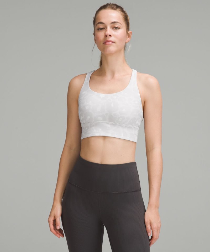 Lululemon lululemon Energy Longline Bra *Medium Support, B–D Cups Spray Leopard Grey Multi Online Outlet Sale