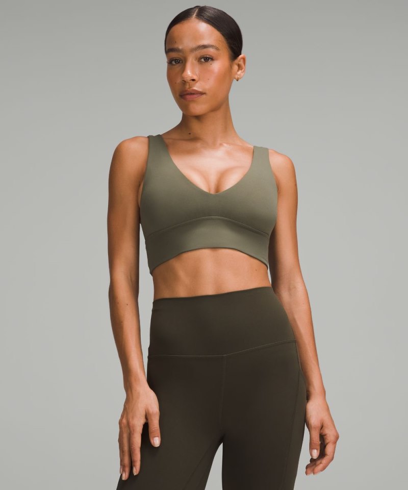 Lululemon lululemon Align™ V-Neck Bra *Light Support, C / D Cup Army Green Online Outlet Sale