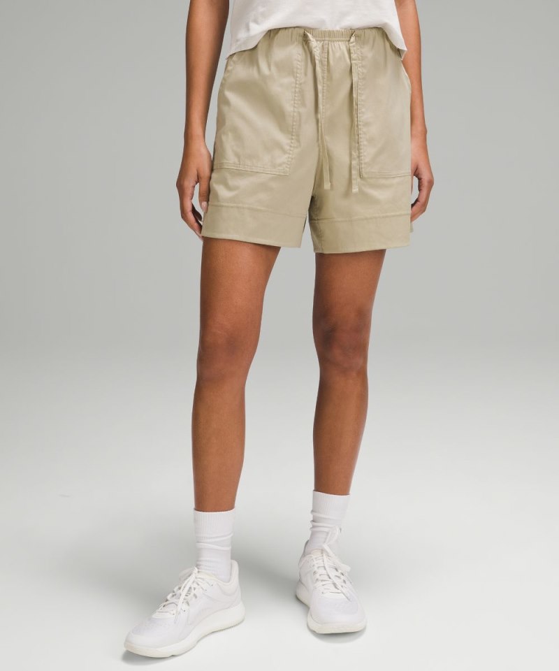 Lululemon Cotton-Blend Poplin High-Rise Short 4" Compass Khaki Online Outlet Sale