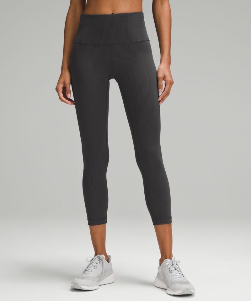 Lululemon Wunder Train High-Rise Ribbed Crop 23" Graphite Grey Online Outlet Sale