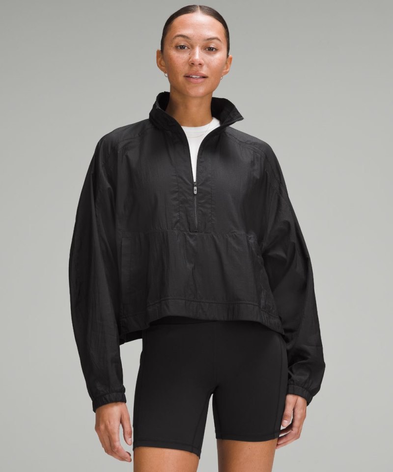 Lululemon Lightweight Woven Side-Snap Anorak Black Online Outlet Sale