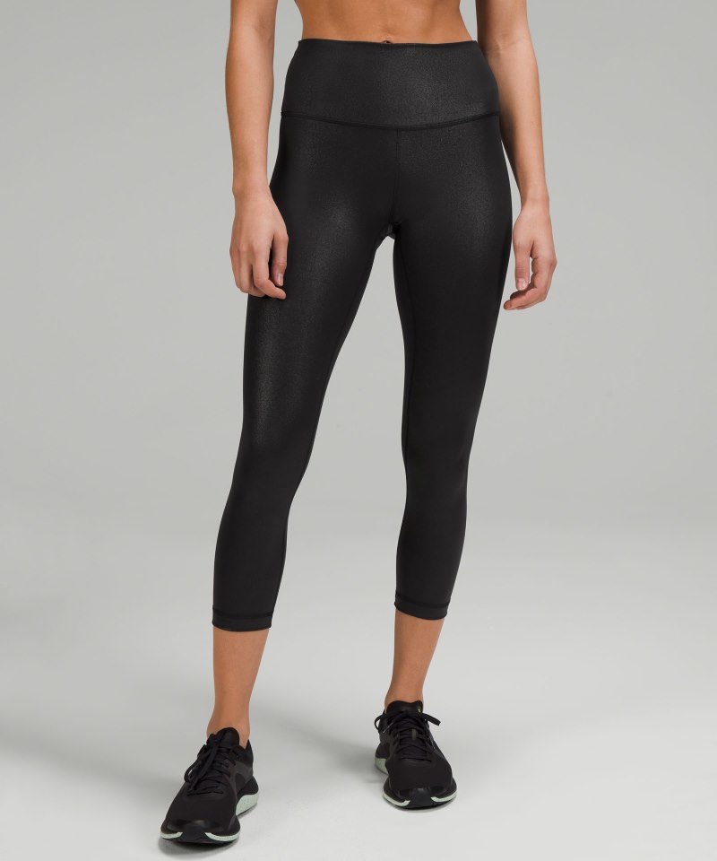 Lululemon Wunder Train High-Rise Crop 23" *Foil Radiate Foil Print Black Online Outlet Sale