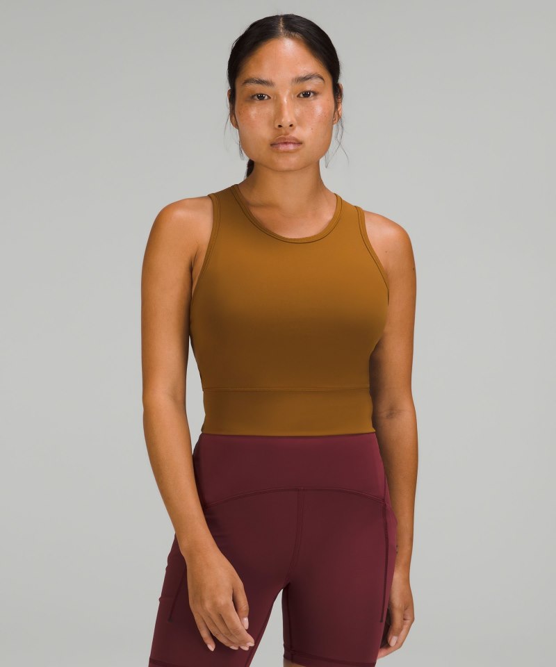 Lululemon Mesh-Back Training Cropped Tank Top Rich Caramel Online Outlet Sale