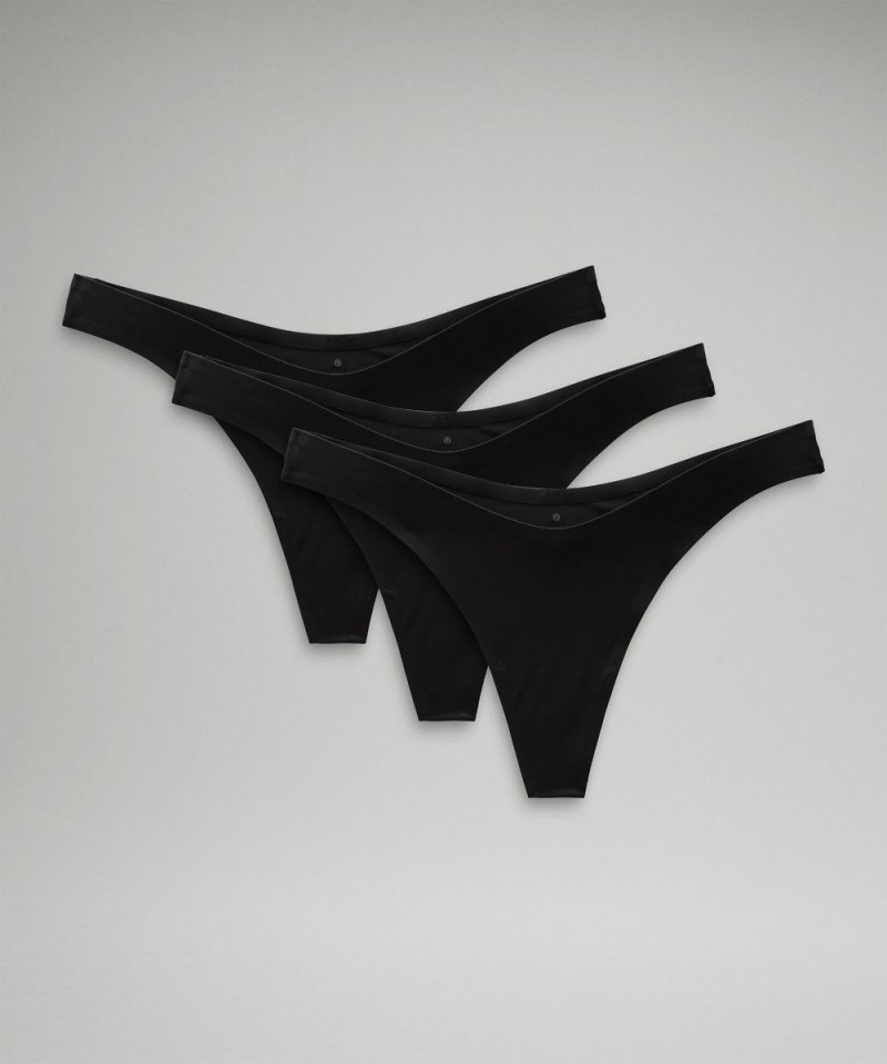 Lululemon Wundermost Ultra-Soft Nulu Dipped-Waist Thong Underwear *3 Pack Black Online Outlet Sale